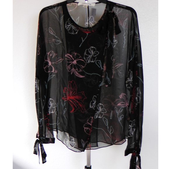 Diane von Furstenberg Sheer Tie Neck Silk Blouse - Picture 5 of 11